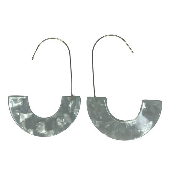 White Resin Drop Earrings - Picture 4 of 4
